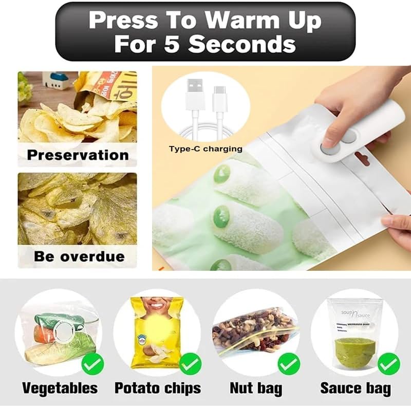 Seal Freshness in Seconds – 2-in-1 Mini Bag Sealer & Cutter