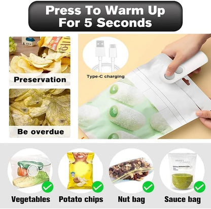 Seal Freshness in Seconds – 2-in-1 Mini Bag Sealer & Cutter