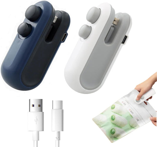 Seal Freshness in Seconds – 2-in-1 Mini Bag Sealer & Cutter