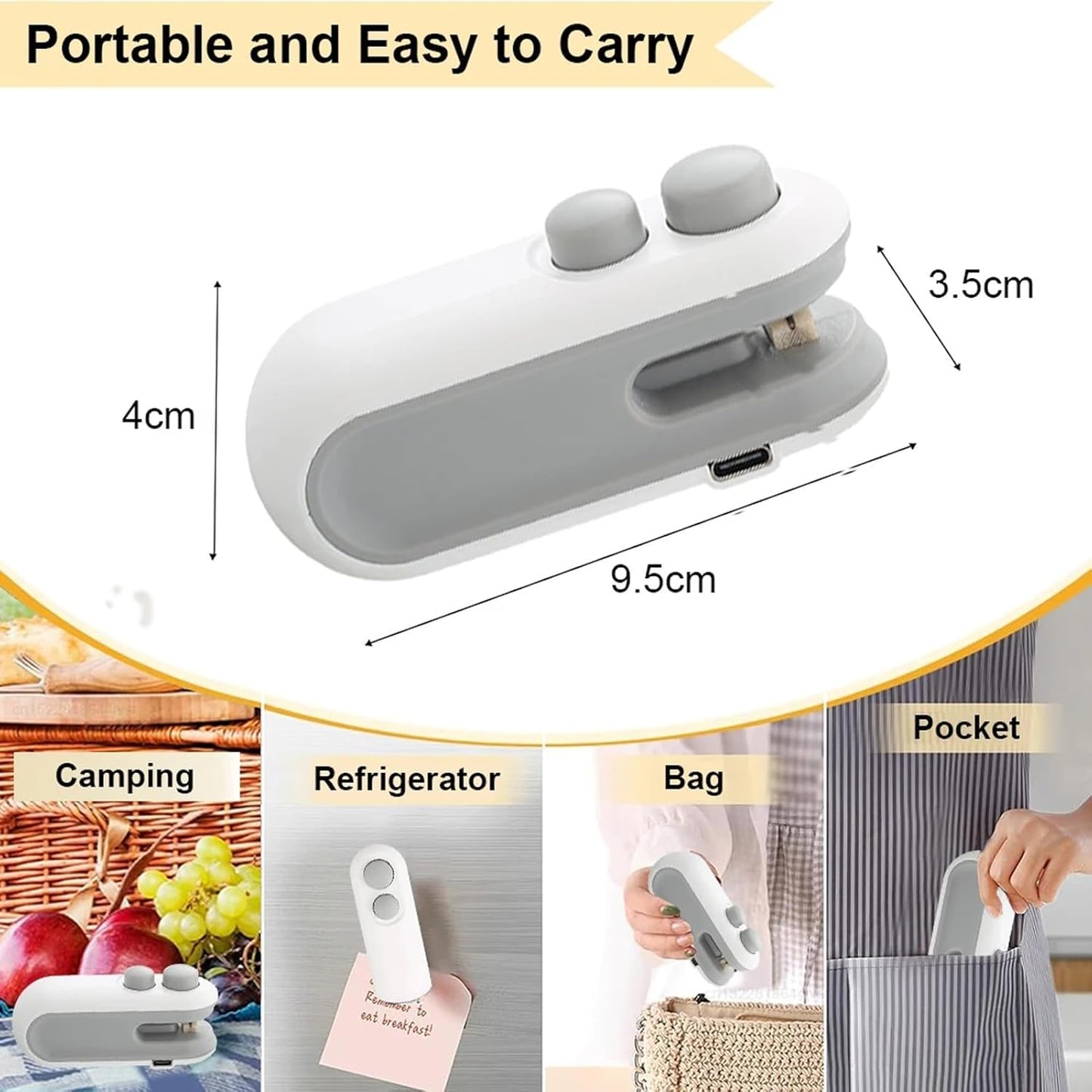 Seal Freshness in Seconds – 2-in-1 Mini Bag Sealer & Cutter