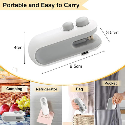 Seal Freshness in Seconds – 2-in-1 Mini Bag Sealer & Cutter